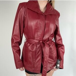 ⭐️ Danali NWT Red Lambskin Belted Coat